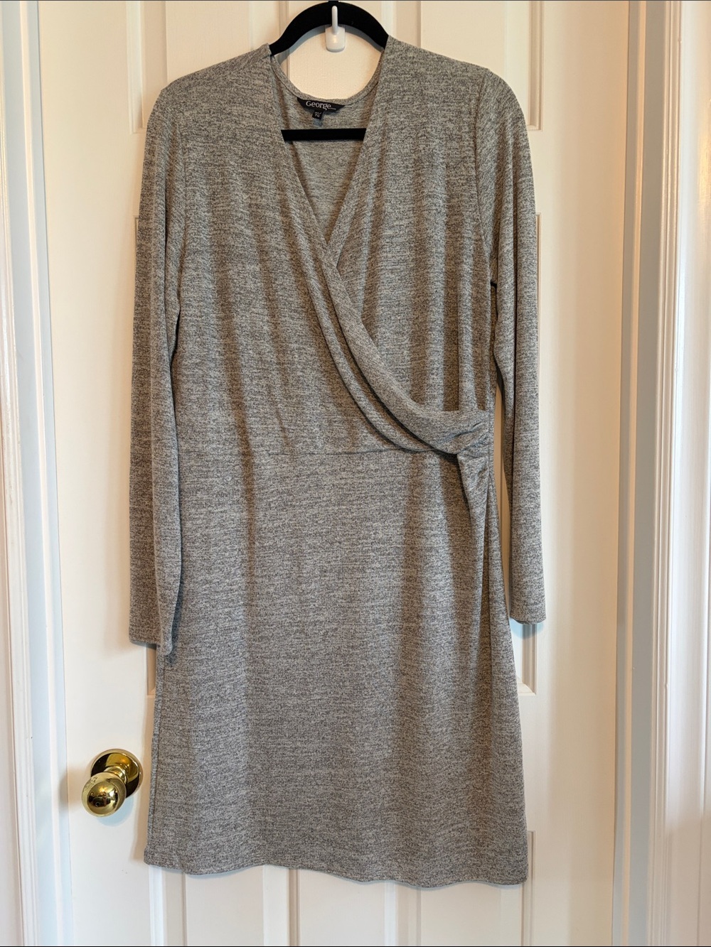 GEORGE Heather Gray Wrap-Front Long Sleeve Knit Dress US XL